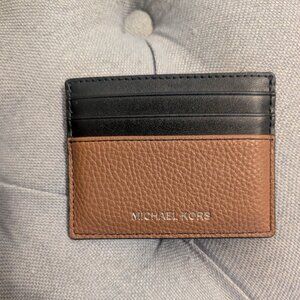 Michael Kors Pebbled Leather Two-Tone Card Holder Wallet